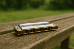 Harmonicas diatoniques posés sur une table